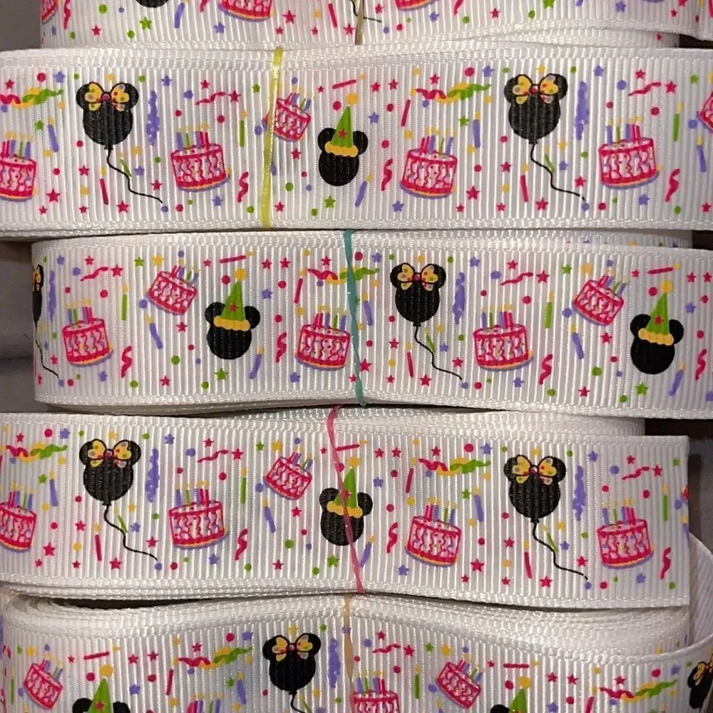 Grosgrain Ribbon 7/8” 5 yards 5/$20 Mickey Mouse birthday cake Mickey party